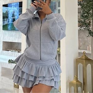 Chic Gray Ruffled Dress